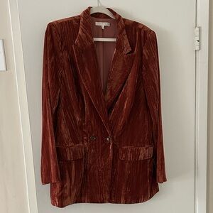 Wayf Terracotta Velvet Blazer